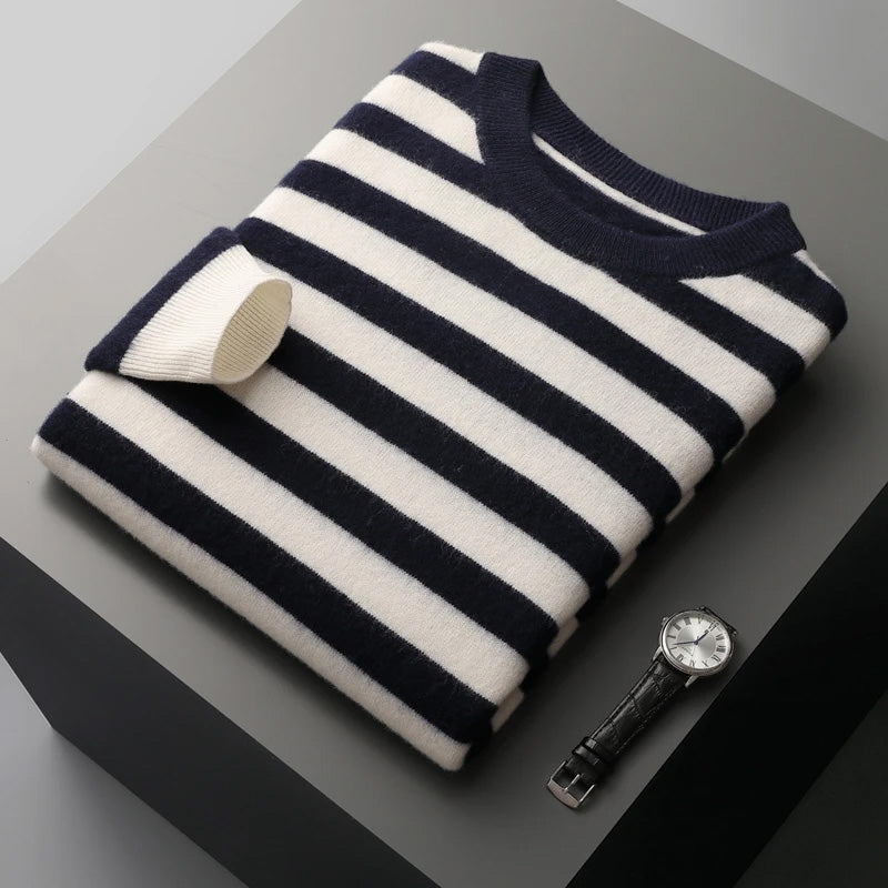 Men's Jumper Striped Crew Neck | Winter