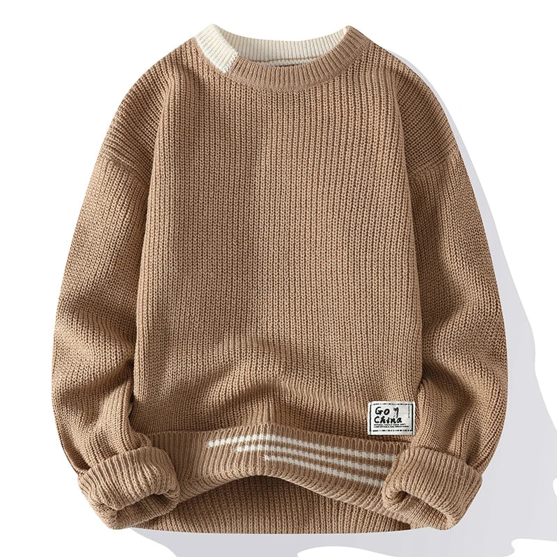 Men's Knitted Crew Neck Long Sleeve Jumper | Casual Sweater