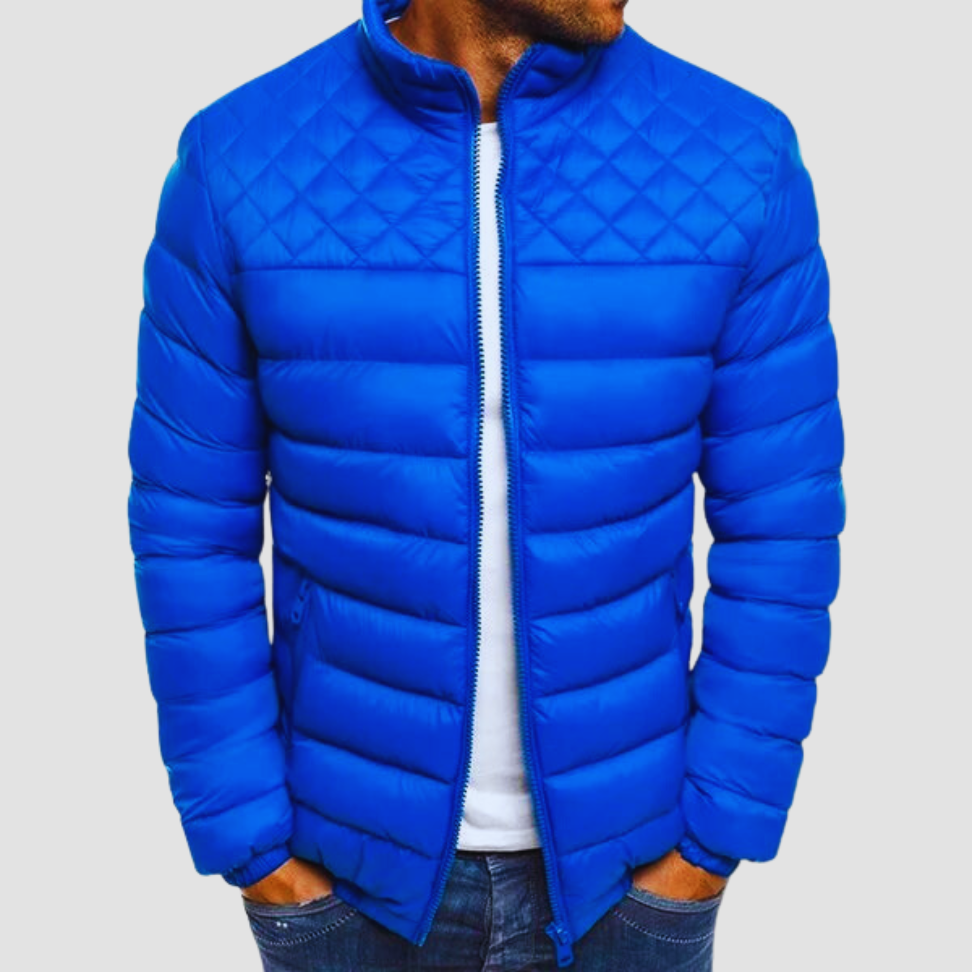 Men's Puffer Jacket Quilted with Zipper | Winter