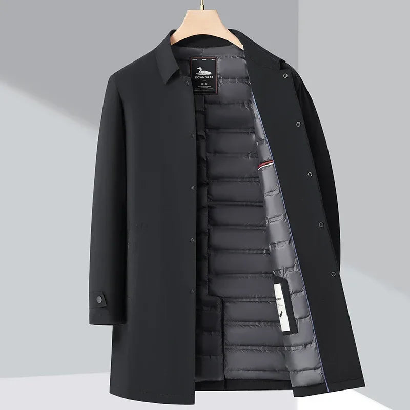 Men's Quilted Puffer Coat With Button Front | Outerwear