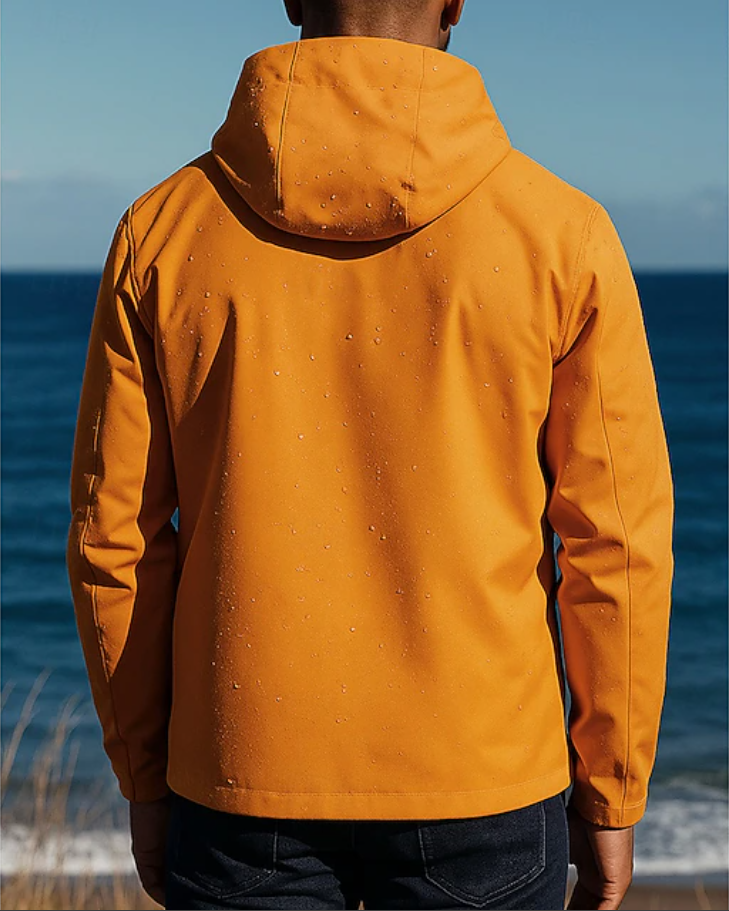 Men's Rain Jacket Hooded Zip Pockets | Windbreaker
