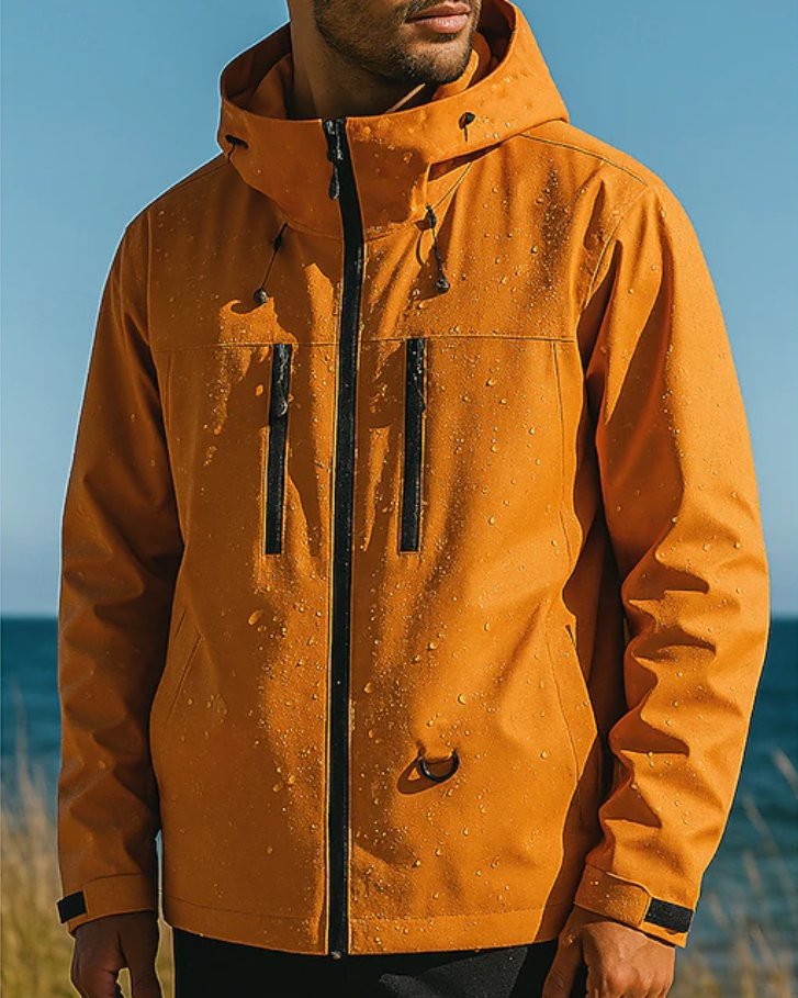 Men's Rain Jacket Hooded Zip Pockets | Windbreaker