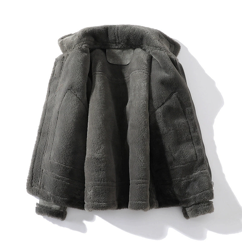 Men's Suede Jacket With Buckle Collar | Winter Style