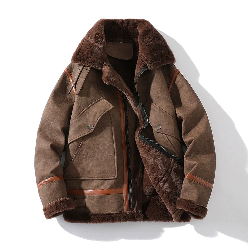 Men's Suede Jacket With Buckle Collar | Winter Style