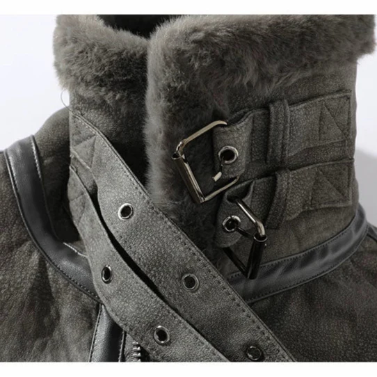 Men's Suede Jacket With Buckle Collar | Winter Style