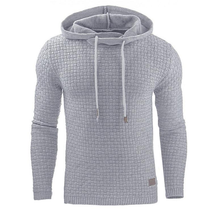 Men's Textured Knit Hoodie Long Sleeve Sweater | Pullover