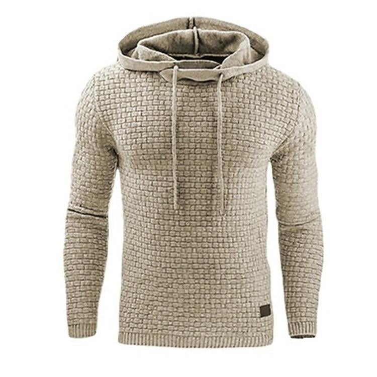 Men's Textured Knit Hoodie Long Sleeve Sweater | Pullover