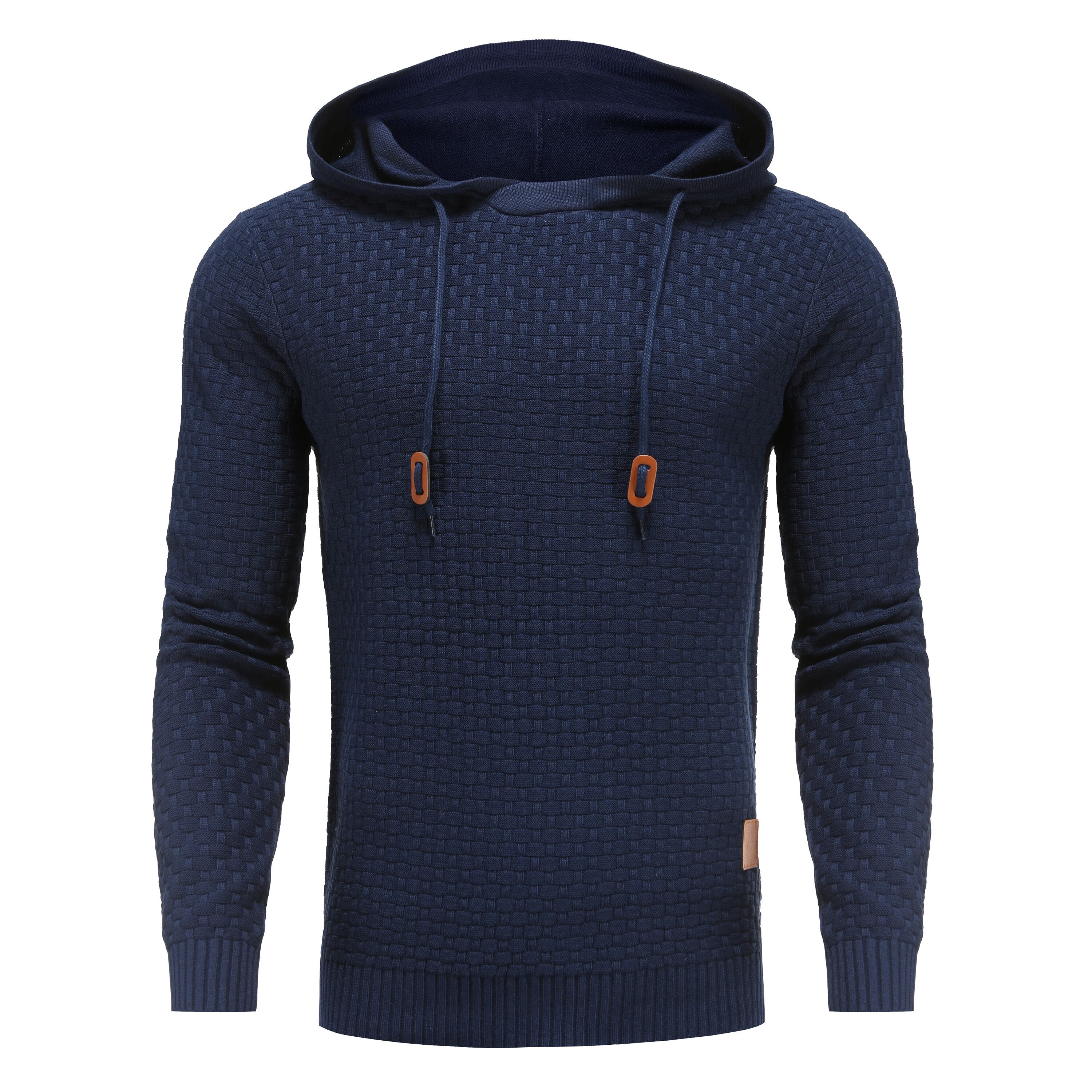 Men's Textured Knit Hoodie Long Sleeve Sweater | Pullover