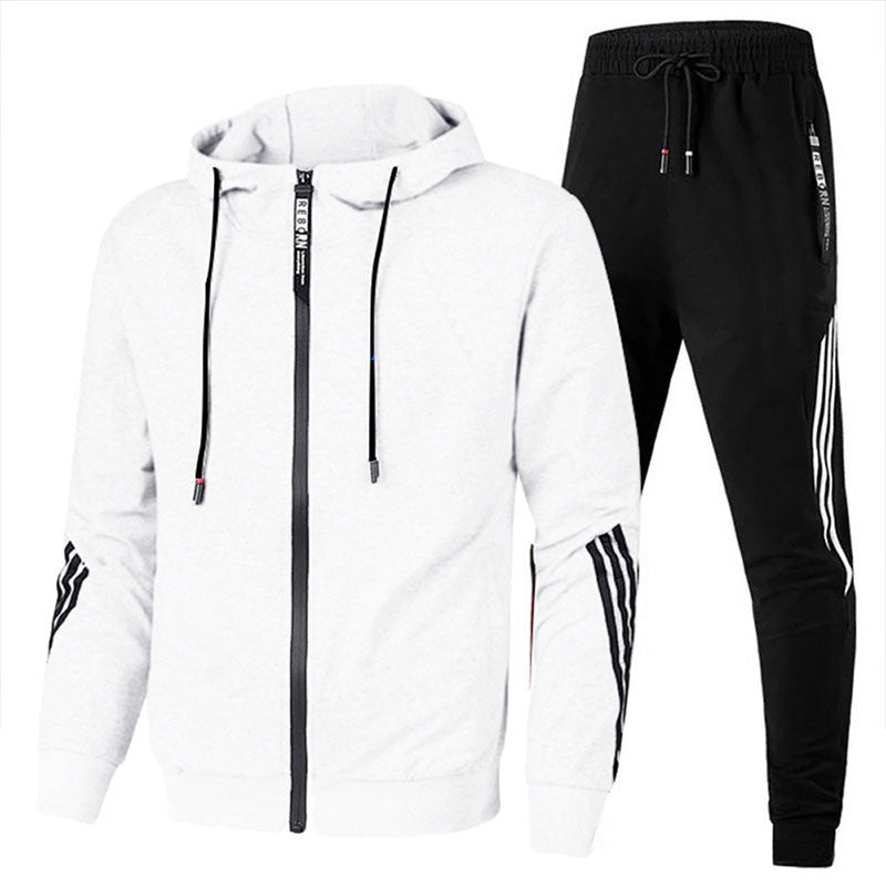 Men's Tracksuit Hoodie & Joggers with Stripes | Sport