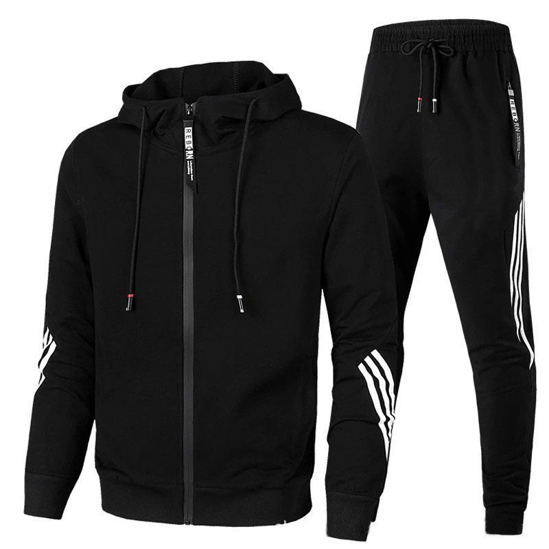 Men's Tracksuit Hoodie & Joggers with Stripes | Sport