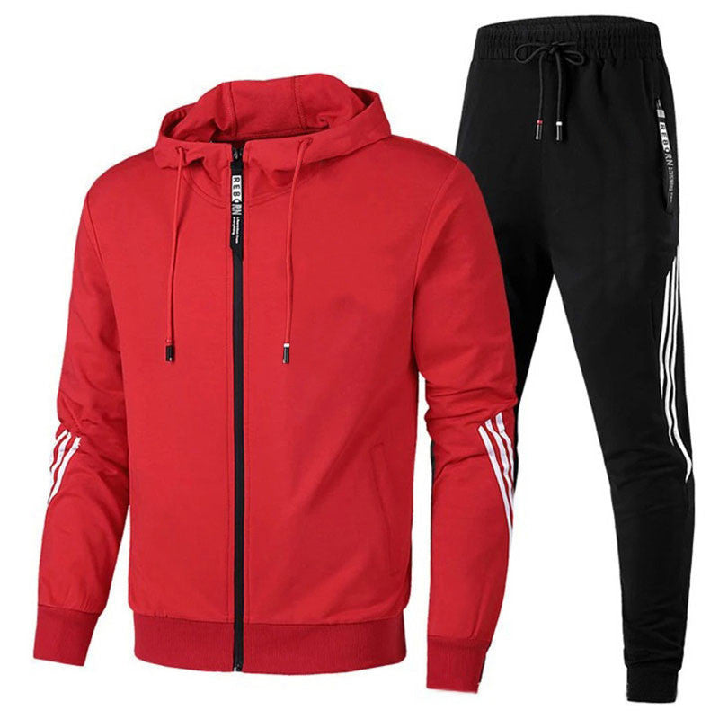Men's Tracksuit Hoodie & Joggers with Stripes | Sport