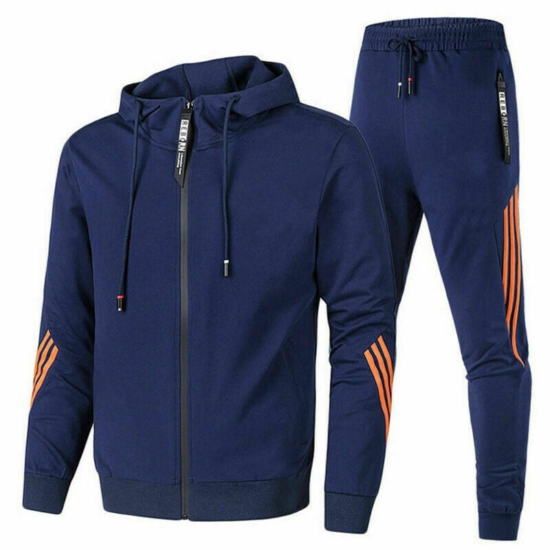 Men's Tracksuit Hoodie & Joggers with Stripes | Sport