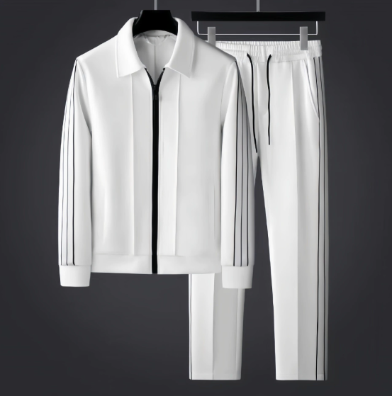 Men's Tracksuit Zip Jacket & Joggers Set | Classic Stripe
