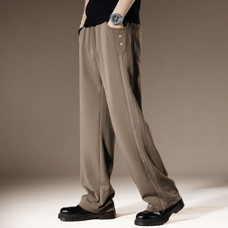 Men's Wide Leg Joggers Side Pockets | Casual
