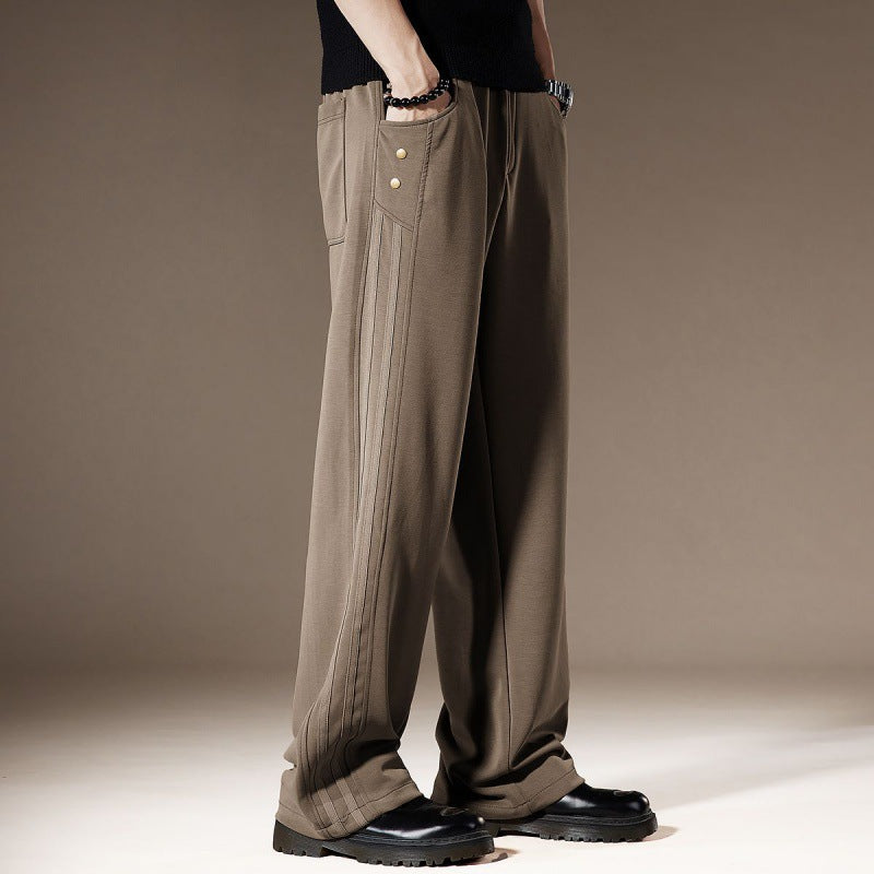 Men's Wide Leg Joggers Side Pockets | Casual