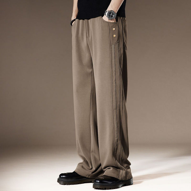 Men's Wide Leg Joggers Side Pockets | Casual