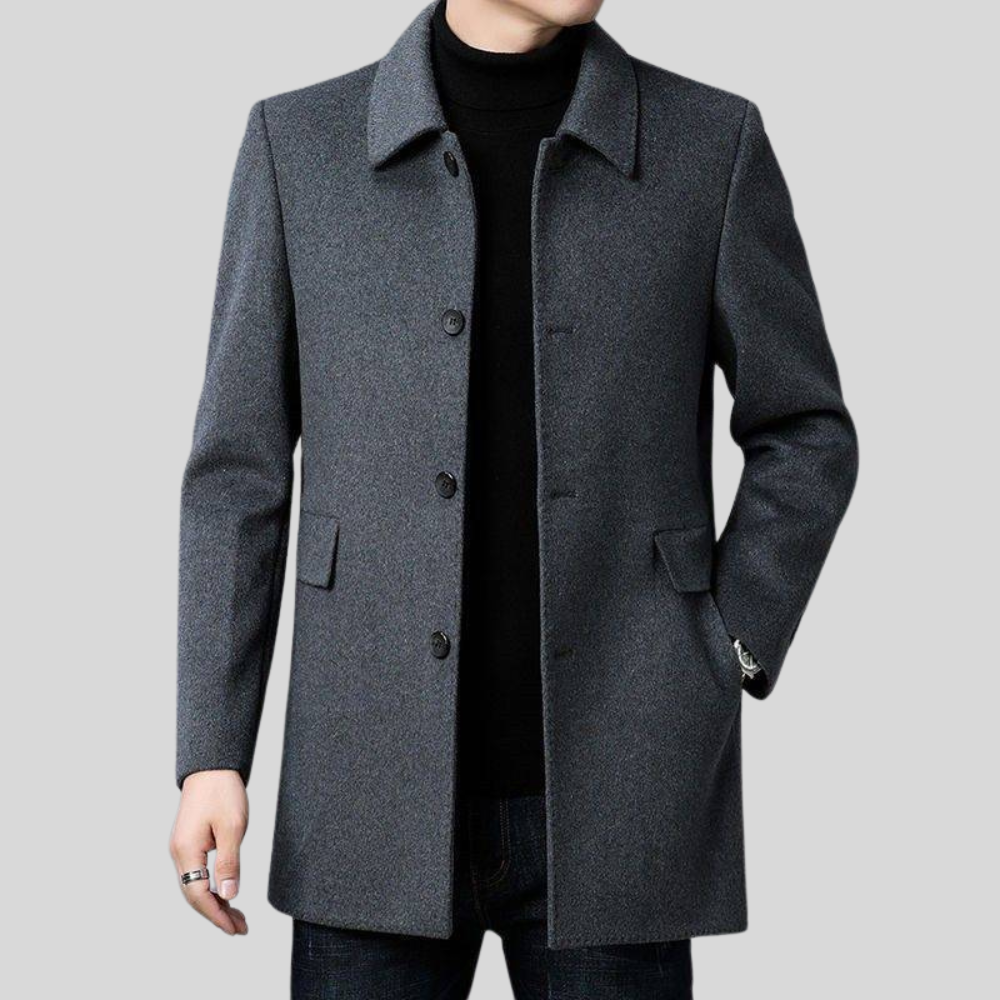 Men's Winter Coat Button-Up Wool Blend | Outerwear