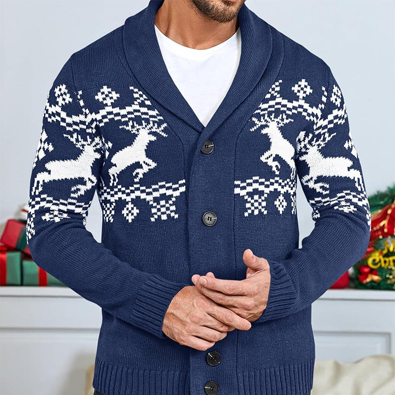 Men's Christmas Jumper Knit Cardigan | Reindeer