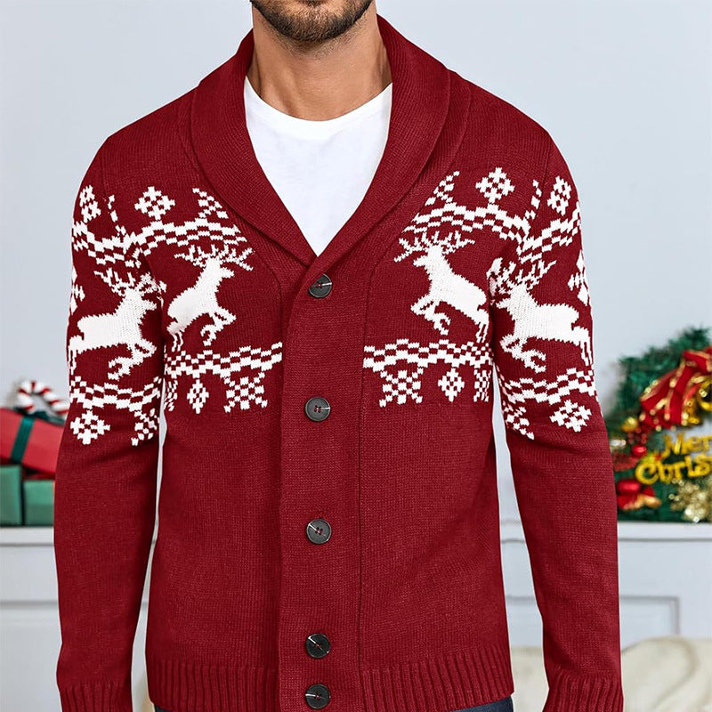 Men's Christmas Jumper Knit Cardigan | Reindeer