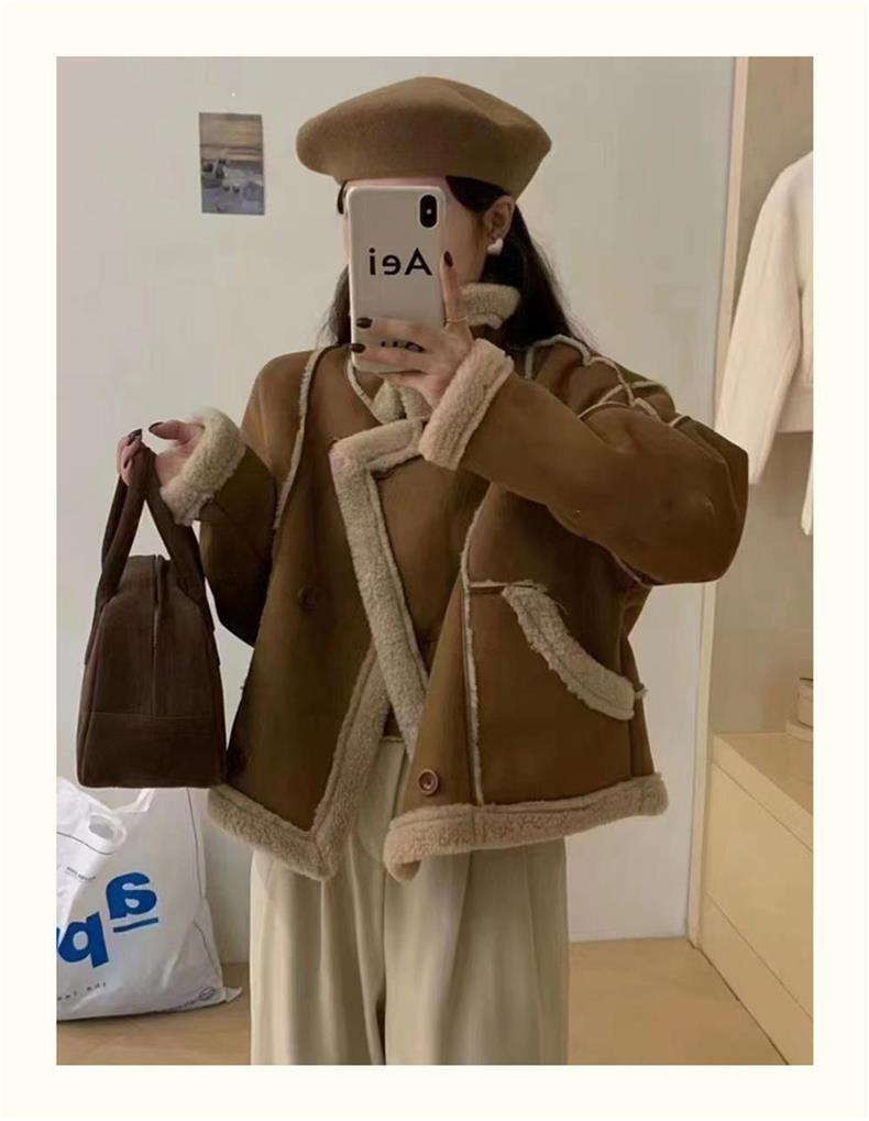 Oversized Fit Shearling Lapel Women’s Jacket | Winter