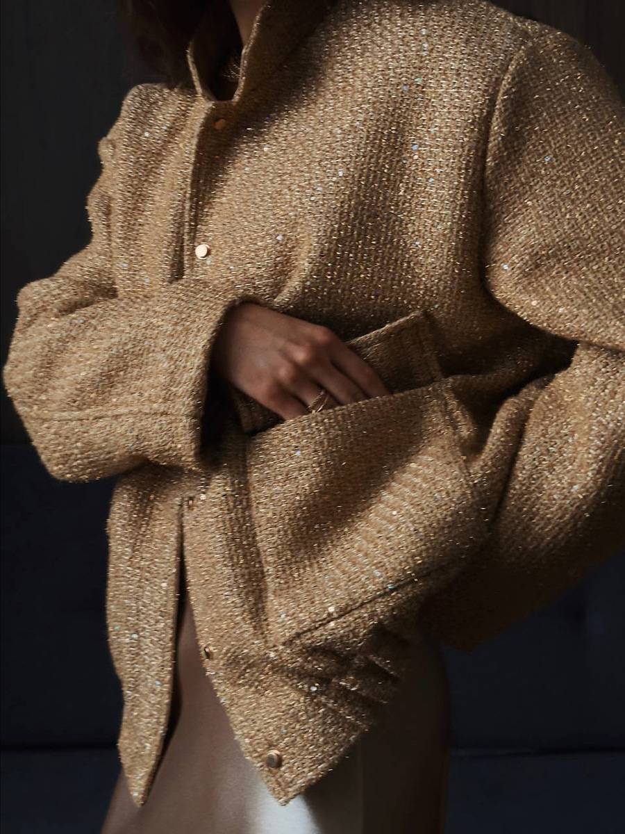 Oversized Sparkly Button-Up Women’s Jacket | Classic