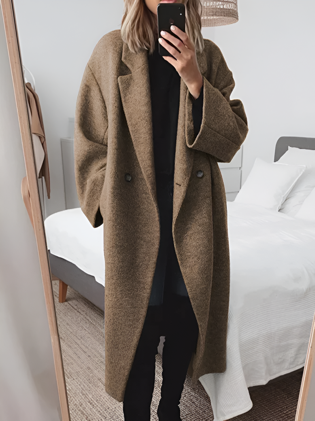 Oversized Women's Coat With Drop Shoulders | Winter