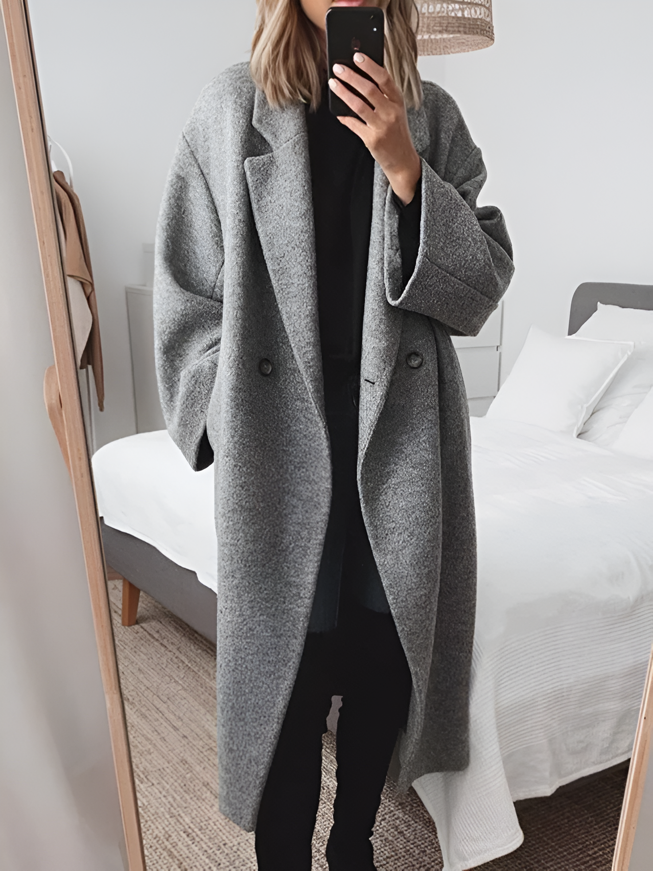 Oversized Women's Coat With Drop Shoulders | Winter