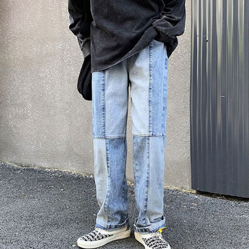 Patchwork Baggy Jeans Pants for Men | Street Style