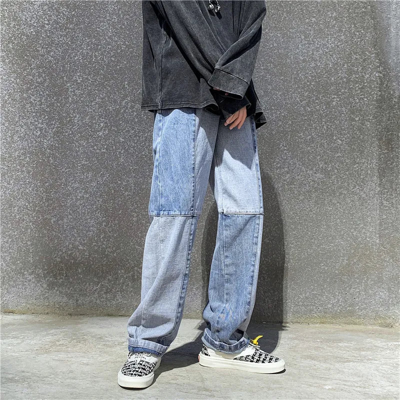 Patchwork Baggy Jeans Pants for Men | Street Style