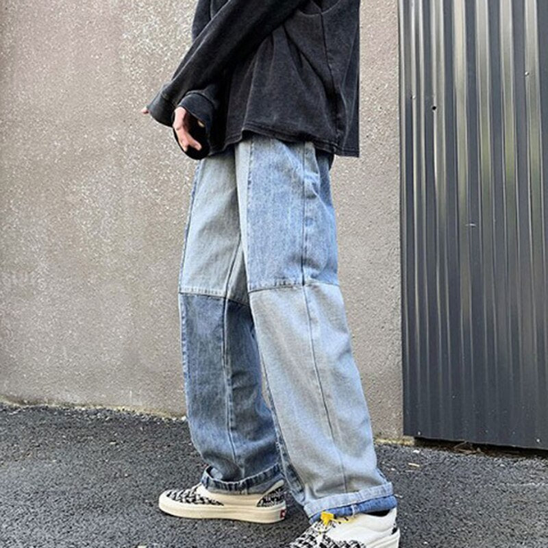 Patchwork Baggy Jeans Pants for Men | Street Style