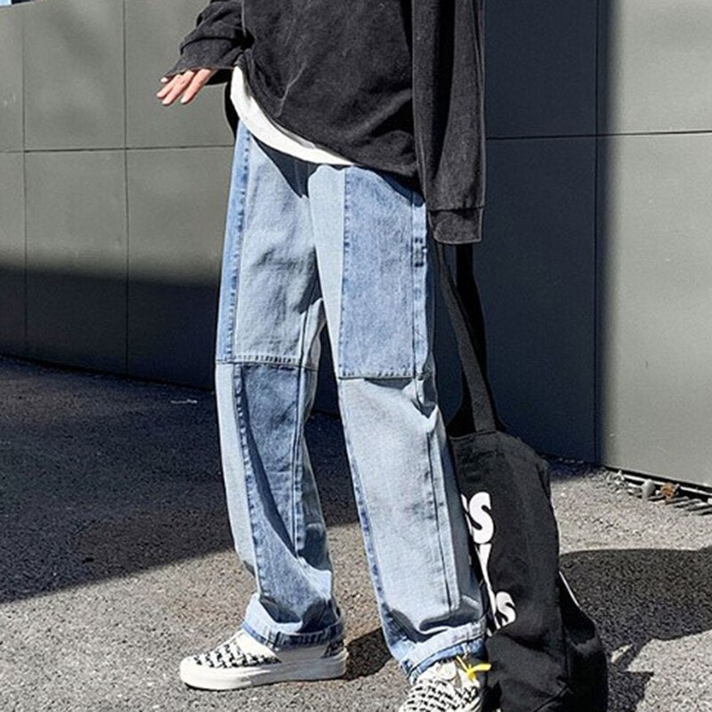 Patchwork Baggy Jeans Pants for Men | Street Style