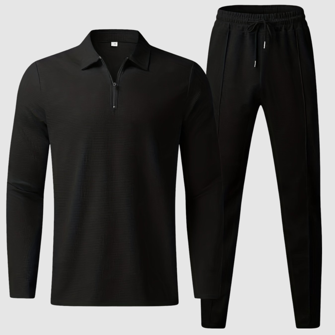Stylish Men's Tracksuit Set With Zip Polo Top | Loungewear
