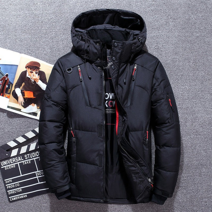 Warm Men's Puffer Jacket with Hood