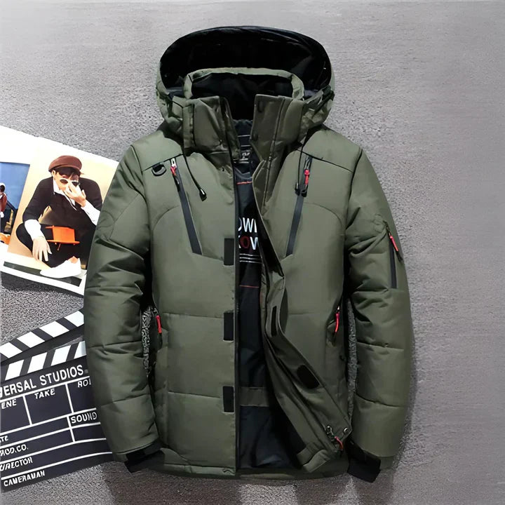 Warm Men's Puffer Jacket with Hood