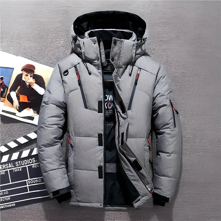 Warm Men's Puffer Jacket with Hood
