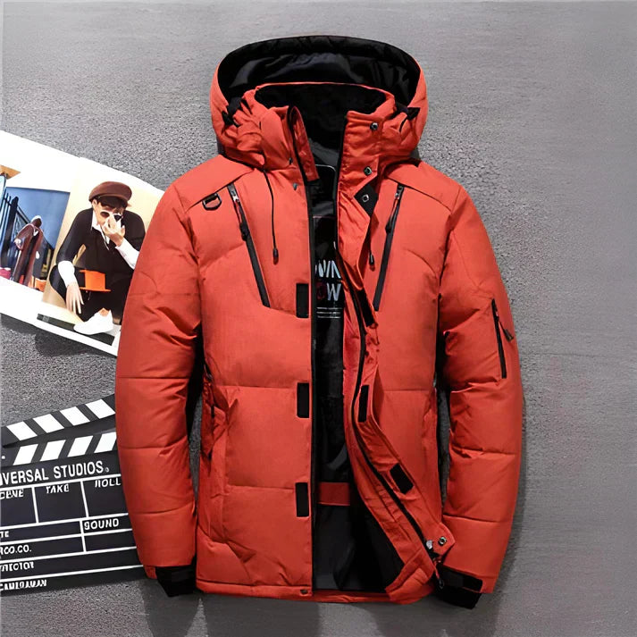Warm Men's Puffer Jacket with Hood