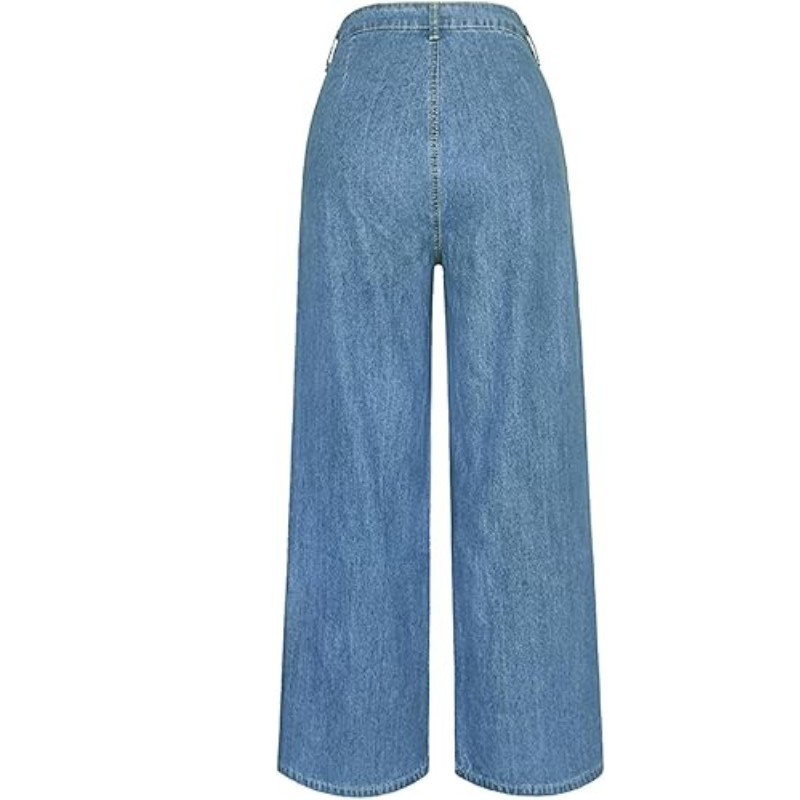 Wide Leg Baggy Jeans High Waisted Women's Pants | Work