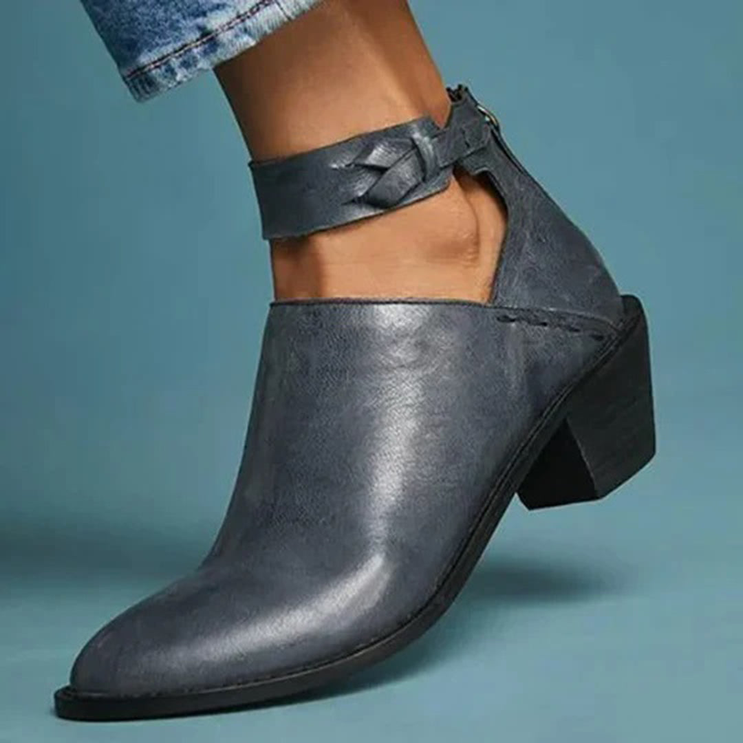 Women's Ankle Boots With Cut Out Detail | Block Heel