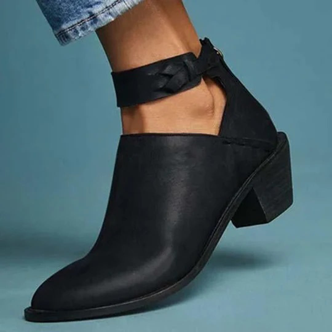 Women's Ankle Boots With Cut Out Detail | Block Heel