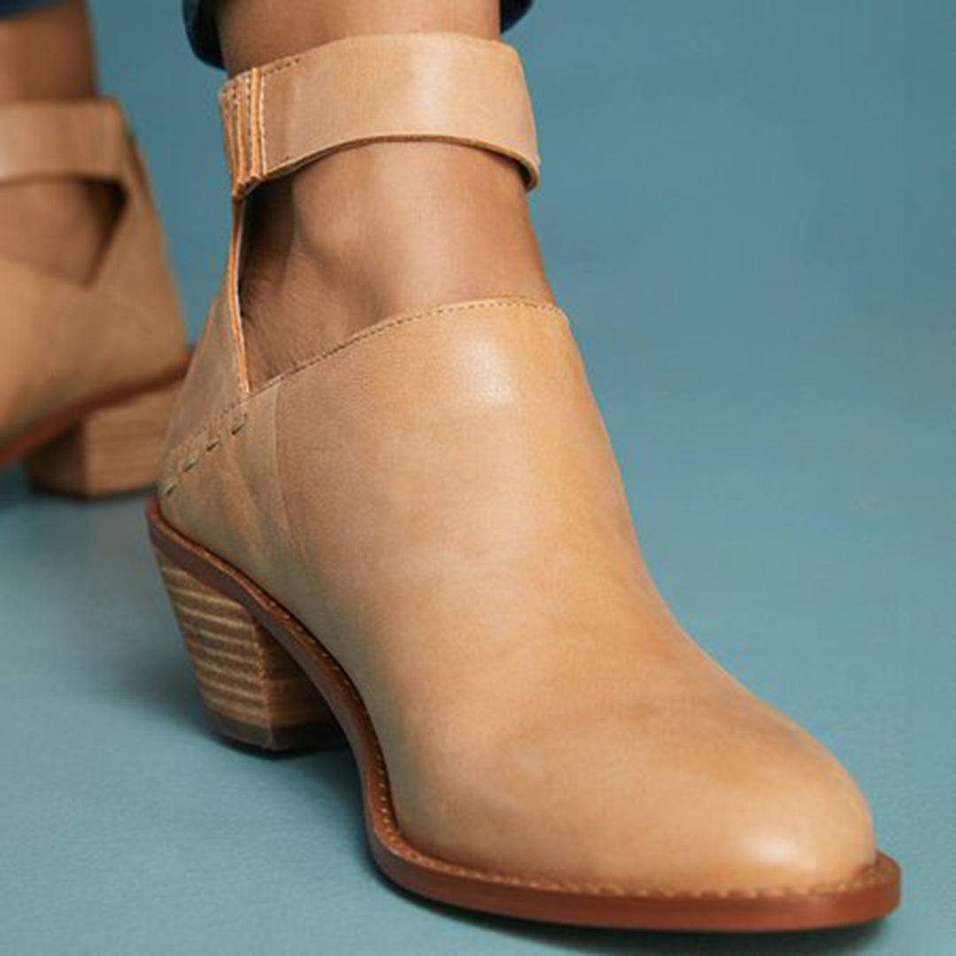 Women's Ankle Boots With Cut Out Detail | Block Heel