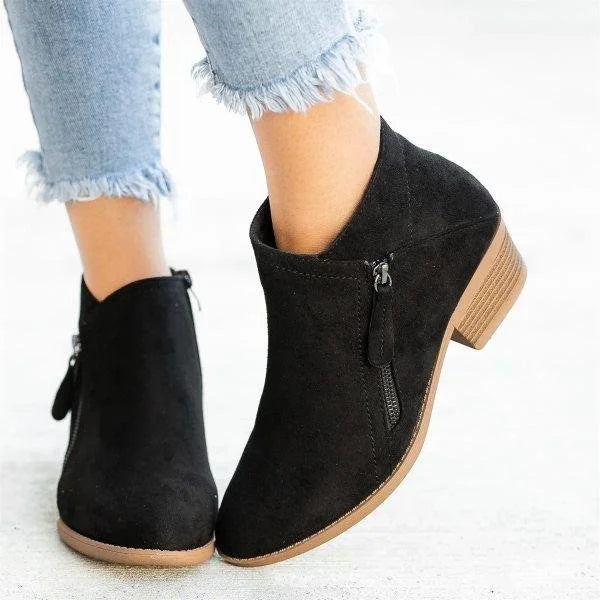 Women's Ankle Boots With Side Zip | Block Heel