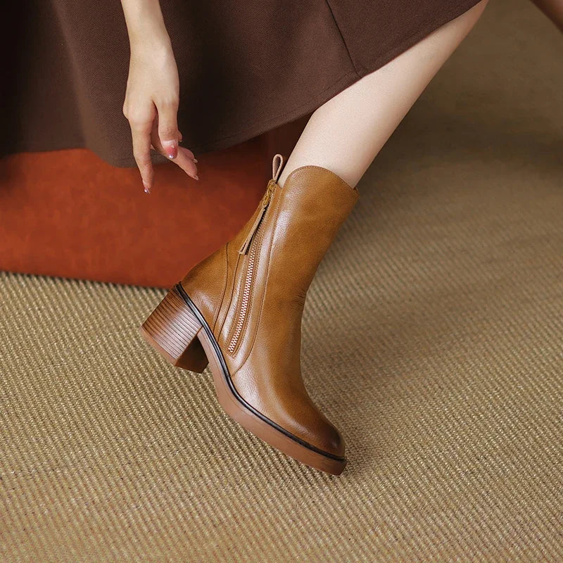 Women's Ankle Boots With Side Zip | Block Heel