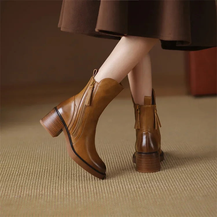 Women's Ankle Boots With Side Zip | Block Heel