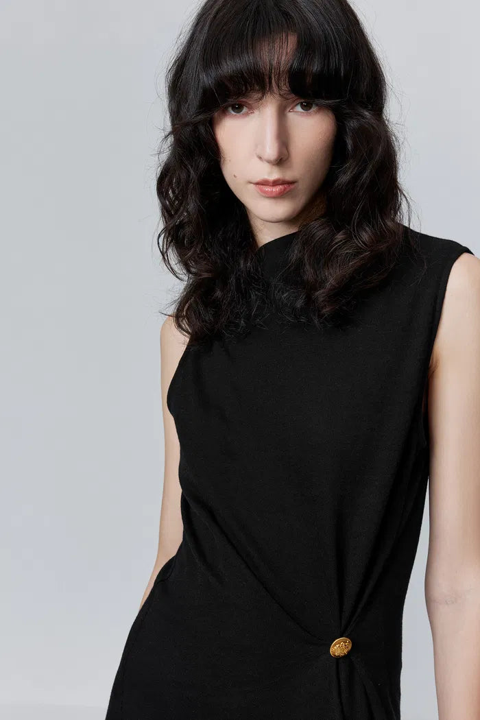 Women's Black Dress Sleeveless | Midi