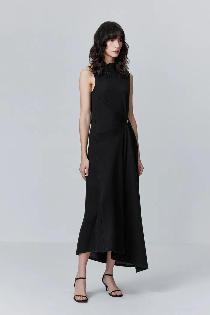 Women's Black Dress Sleeveless | Midi