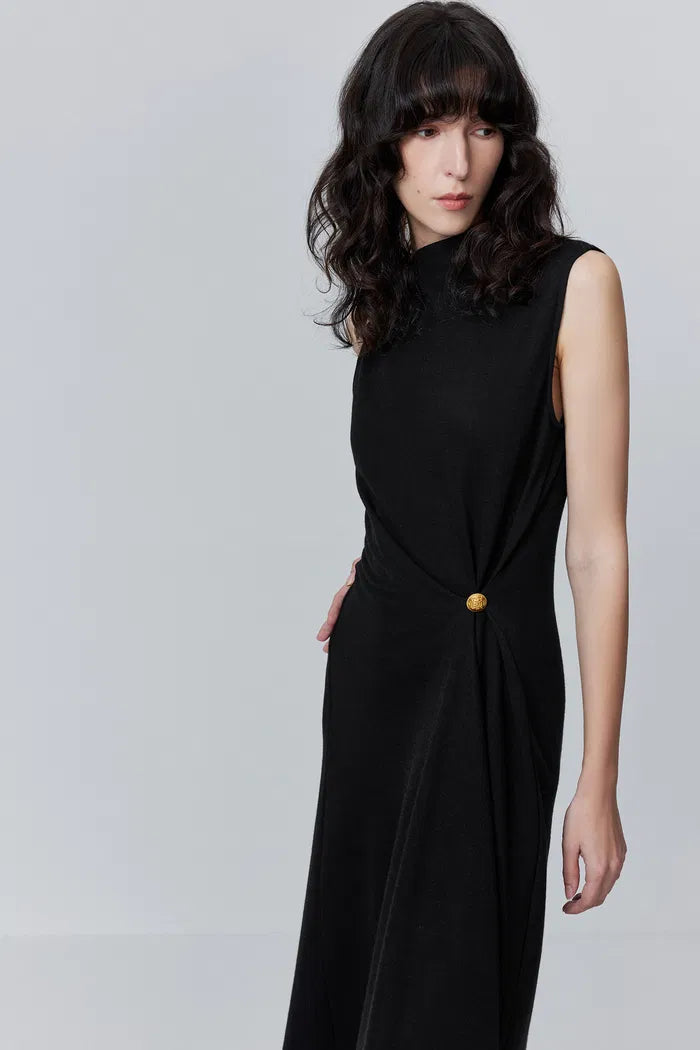 Women's Black Dress Sleeveless | Midi