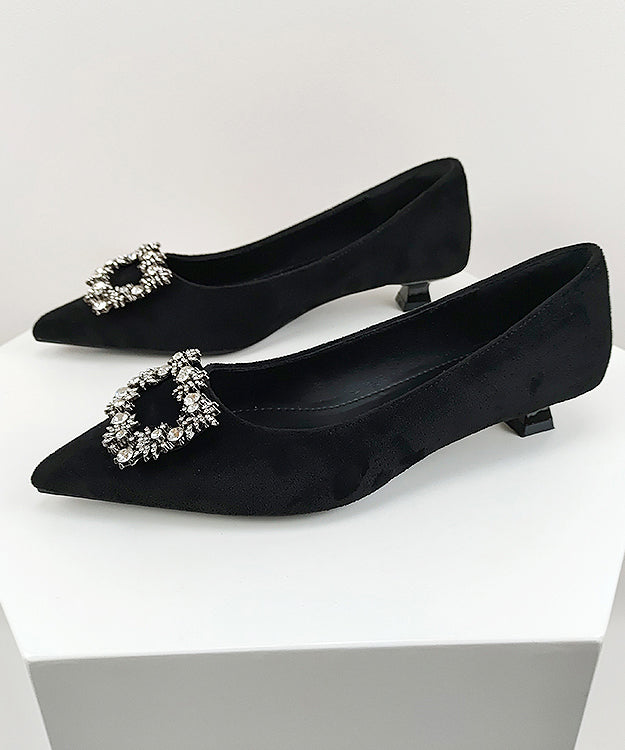 Women's Black Kitten Heels Pointed | Buckle