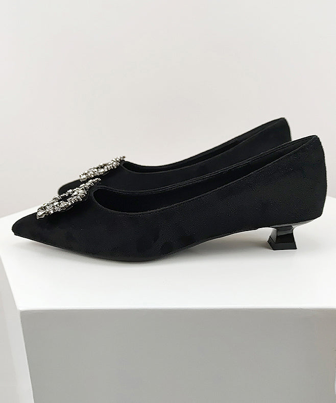 Women's Black Kitten Heels Pointed | Buckle