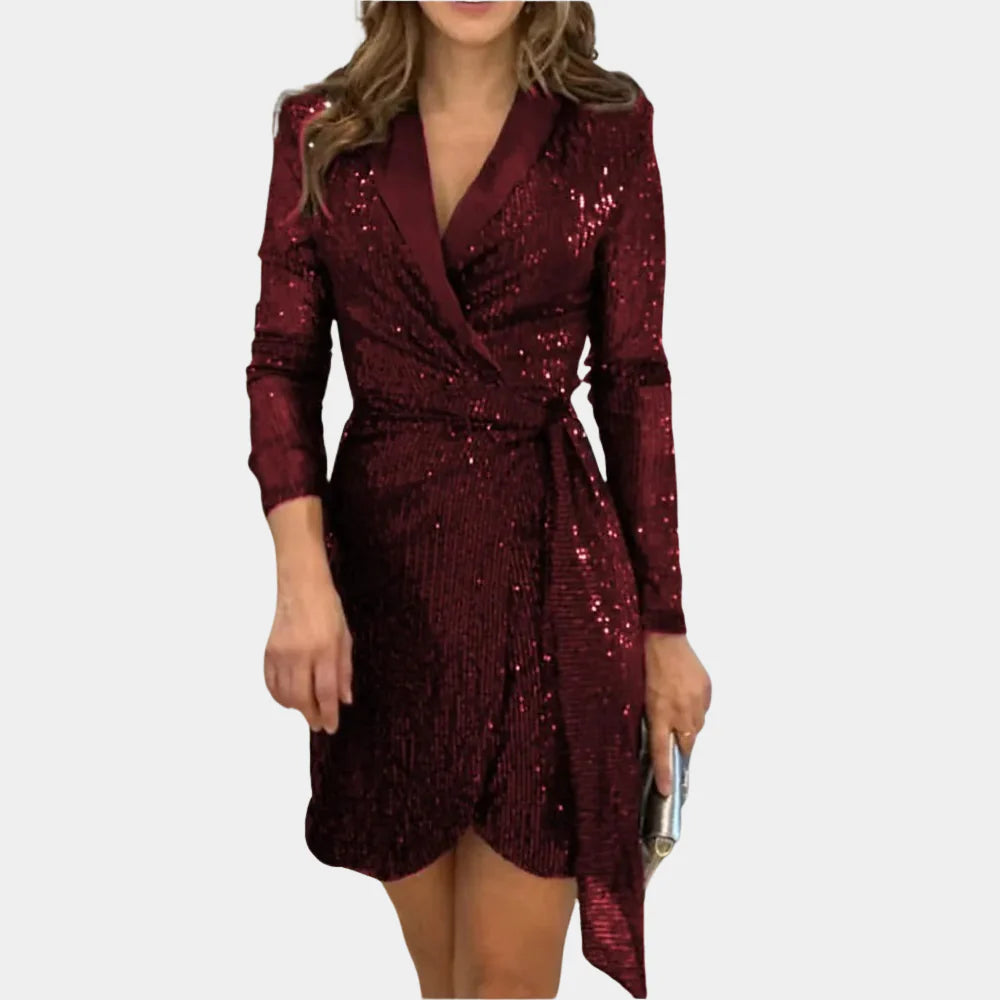 Women's Blazer Dress Sequin Mini | Wrap Front