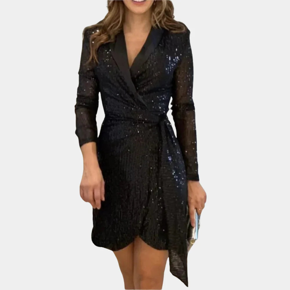 Women's Blazer Dress Sequin Mini | Wrap Front